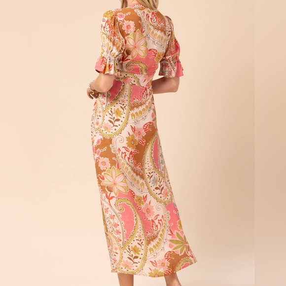 Spartina 449 Vibrant Paisley Maxi Dress - Pink and Gold - Picture 3 of 12